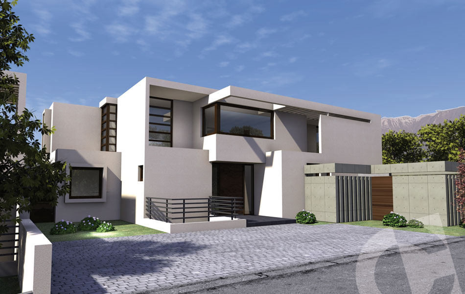Vista Frontal 3D Casa Quillayes de Otoñal